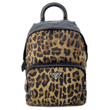 将图像加载到图库查看器中，PRADA Leopard Backpack Black/Brown1BZ001 Nylon
