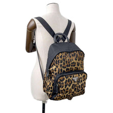 将图像加载到图库查看器中，PRADA Leopard Backpack Black/Brown1BZ001 Nylon
