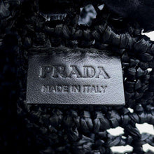 将图像加载到图库查看器中，PRADA Tote Bag Black1BG393 Raffia
