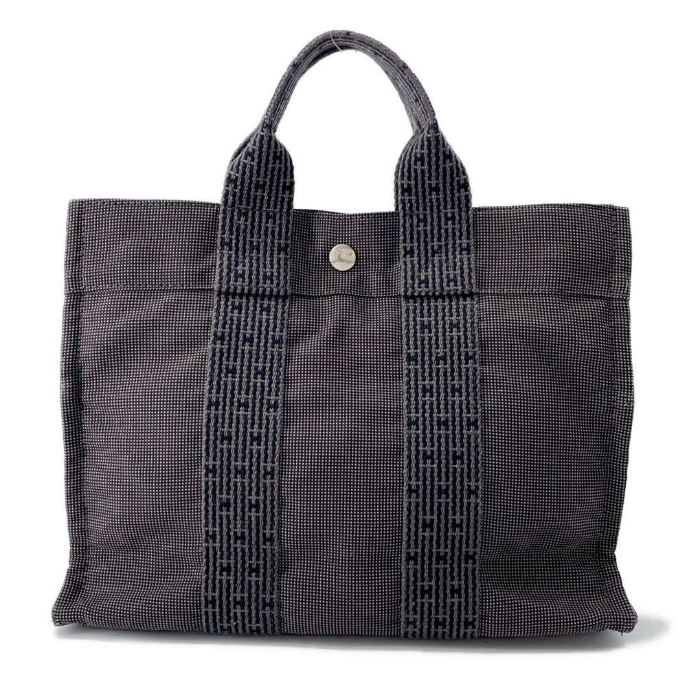 HERMES Her Line Tote Gray Canvas Size PM