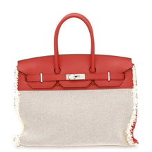 将图像加载到图库查看器中，HERMES Birkin Flay Rouge Coeur Twill Ash Swift Leather Size 35
