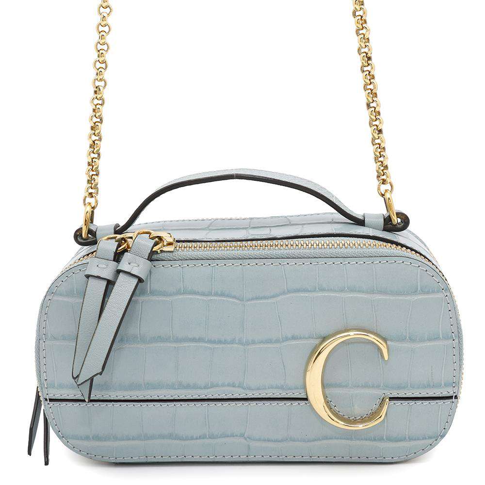 Chloe Chloe C Mini Vanity Bag Light BlueCHC20SS225A87 Embossed Leather