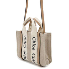 将图像加载到图库查看器中，Chloe Woody 2WAY Shoulder Bag BeigeCHC22AP237I2690U Canvas Leather Size Mini
