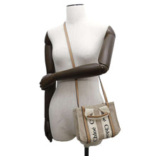 Load image into Gallery viewer, Chloe Woody 2WAY Shoulder Bag BeigeCHC22AP237I2690U Canvas Leather Size Mini
