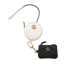 Load image into Gallery viewer, GUCCI GG Marmont Coin purse White/Black698787 Leather
