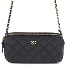 Load image into Gallery viewer, CHANEL Matelasse Chain wallet BlackA82527 Lambskin
