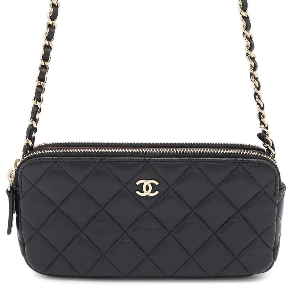 CHANEL Matelasse Chain wallet BlackA82527 Lambskin