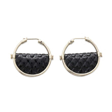 Load image into Gallery viewer, CHANEL CC Logo hoop earrings BlackAB9850 Metal
