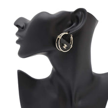 Load image into Gallery viewer, CHANEL CC Logo hoop earrings BlackAB9850 Metal
