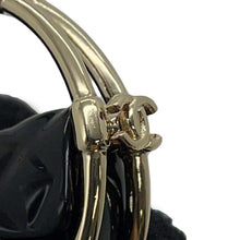 Load image into Gallery viewer, CHANEL CC Logo hoop earrings BlackAB9850 Metal
