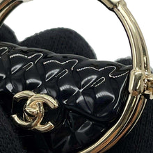 Load image into Gallery viewer, CHANEL CC Logo hoop earrings BlackAB9850 Metal
