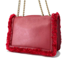 Load image into Gallery viewer, Ferragamo Vara Ribbon Fringe ChainShoulder Bag Red Leather
