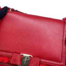 Load image into Gallery viewer, Ferragamo Vara Ribbon Fringe ChainShoulder Bag Red Leather
