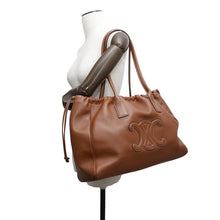 将图像加载到图库查看器中，CELINE Cabas Drawstring Cuir Triomphe Tote Bag Brown199973DU3.04LU Leather
