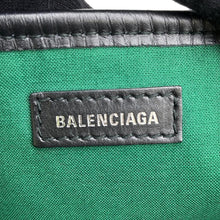 将图像加载到图库查看器中，BALENCIAGA Navy Cabas XS Green/Black390346 Wool  Canvas
