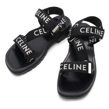 将图像加载到图库查看器中，CELINE Leo Strappy Sandals Black346742208C Canvas Leather Rubber Size 41
