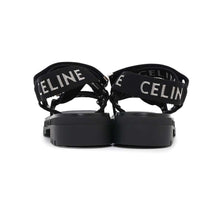 将图像加载到图库查看器中，CELINE Leo Strappy Sandals Black346742208C Canvas Leather Rubber Size 41
