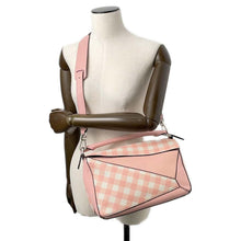 Load image into Gallery viewer, LOEWE Puzzle Bag Gingham Check Pink Leather Size Medium
