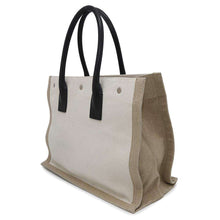 将图像加载到图库查看器中，SAINT LAURENT PARIS Rive Gauche Tote Bag Beige617481 Canvas Leather Size Small
