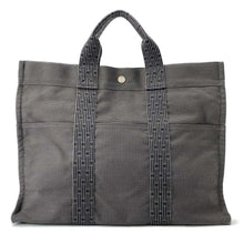 将图像加载到图库查看器中，HERMES Her Line Tote Gray Canvas Size MM
