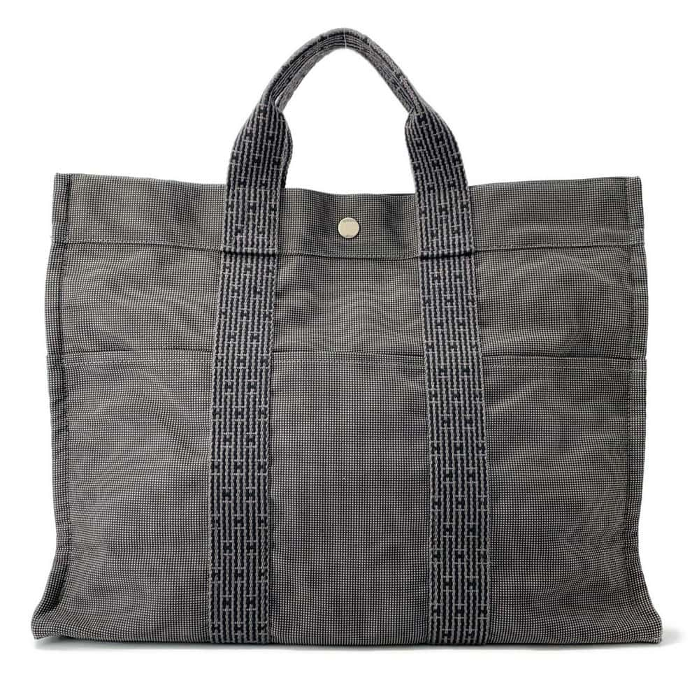 HERMES Her Line Tote Gray Canvas Size MM