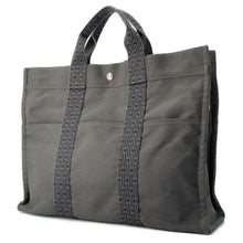 将图像加载到图库查看器中，HERMES Her Line Tote Gray Canvas Size MM
