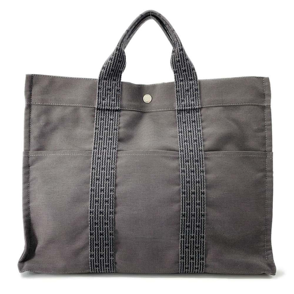 HERMES Her Line Tote Gray Canvas Size MM