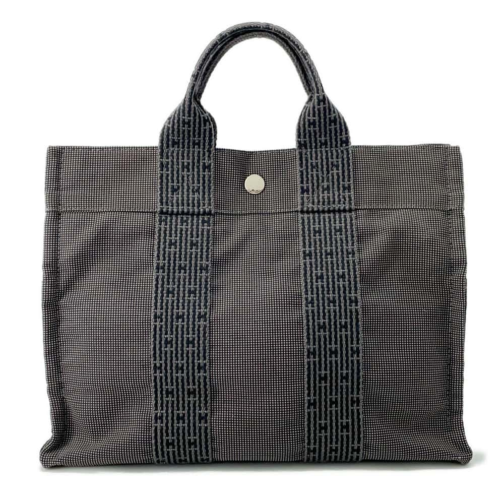 HERMES Her Line Tote Gray Canvas Size PM