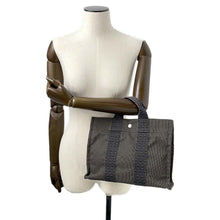 将图像加载到图库查看器中，HERMES Her Line Tote Gray Canvas Size PM
