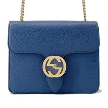 Load image into Gallery viewer, GUCCI Interlocking G ChainShoulder Blue510304 Leather
