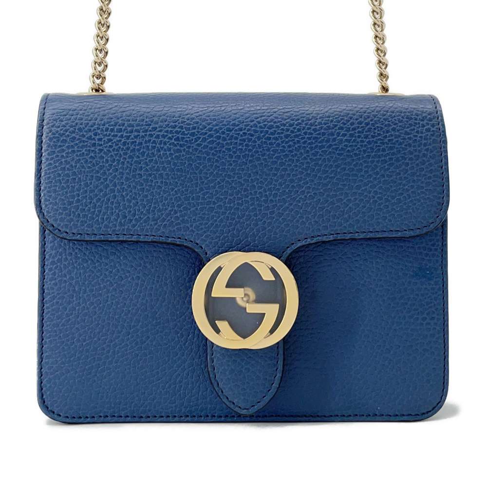 GUCCI Interlocking G ChainShoulder Blue510304 Leather