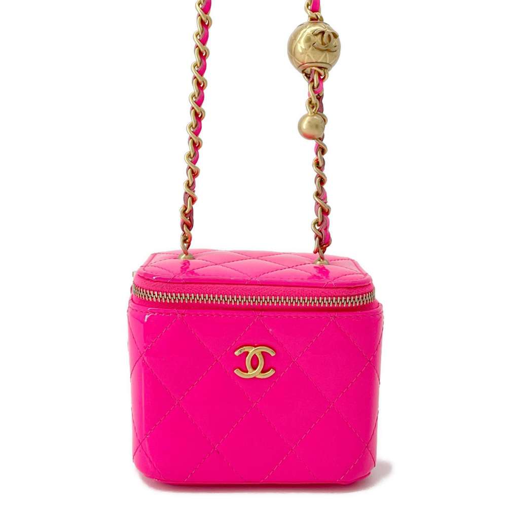 CHANEL Matelasse Chain Vanity PinkAP1447 Patent Leather