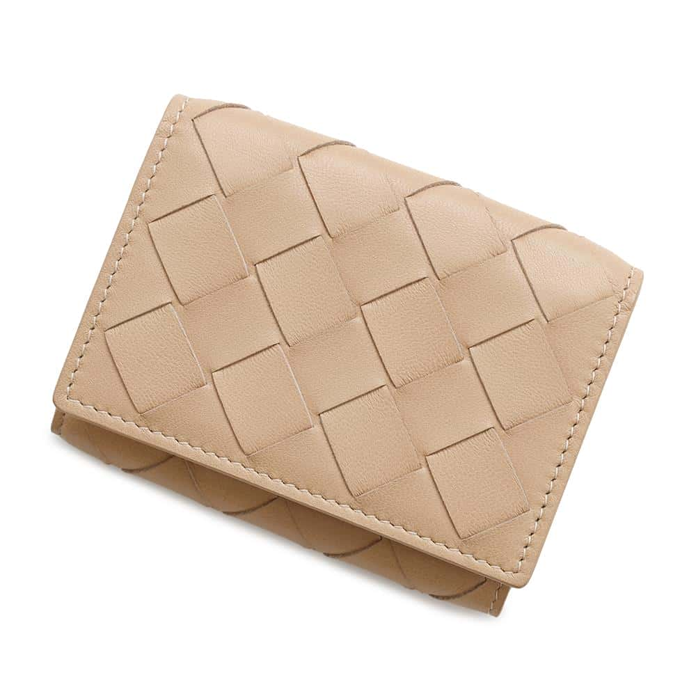 Bottega Veneta INTRECCIATO compact wallet Beige666944 Leather