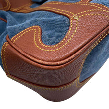 Load image into Gallery viewer, CELINE Macadam Pattern Tote Blue/Brown Canvas Leather
