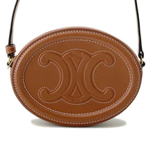 将图像加载到图库查看器中，CELINE Shoulder Bag Oval Purse Cuir Triomphe Brown10I703DPQ Leather
