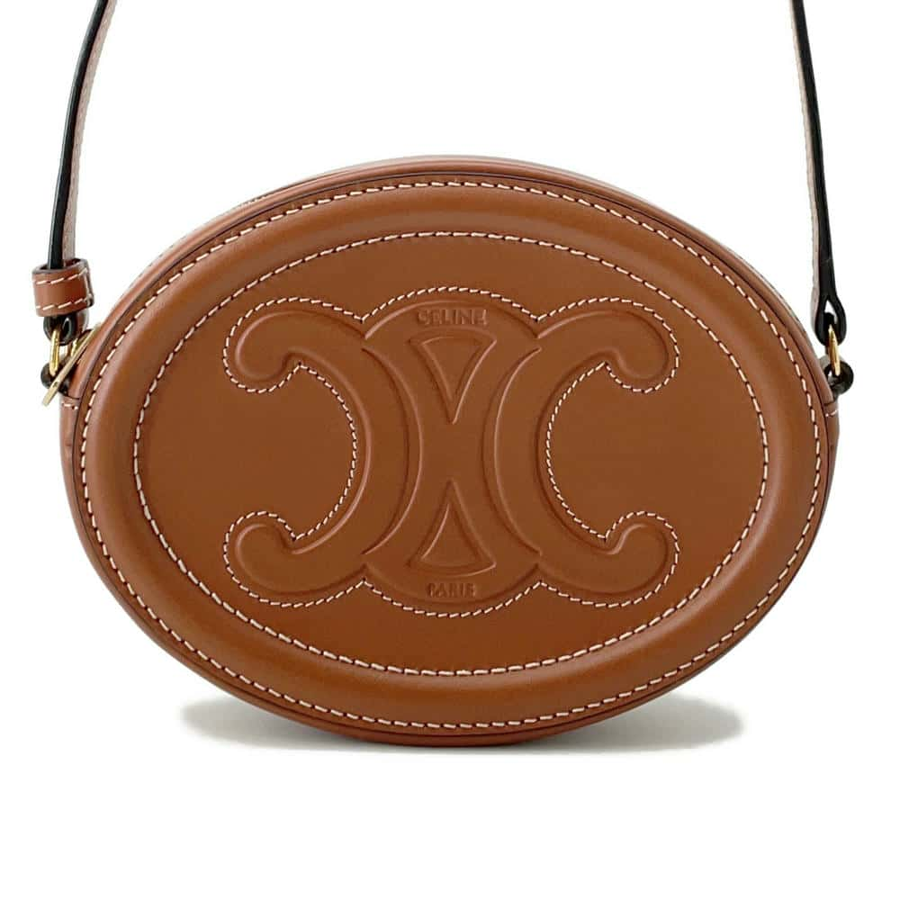 CELINE Shoulder Bag Oval Purse Cuir Triomphe Brown10I703DPQ Leather