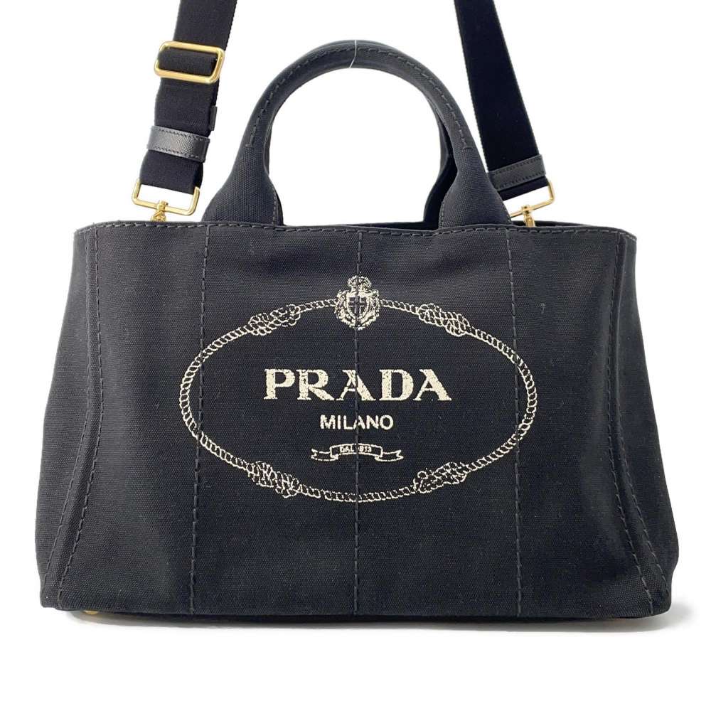 PRADA Canapa 2WAY tote BlackBN2642 Canvas