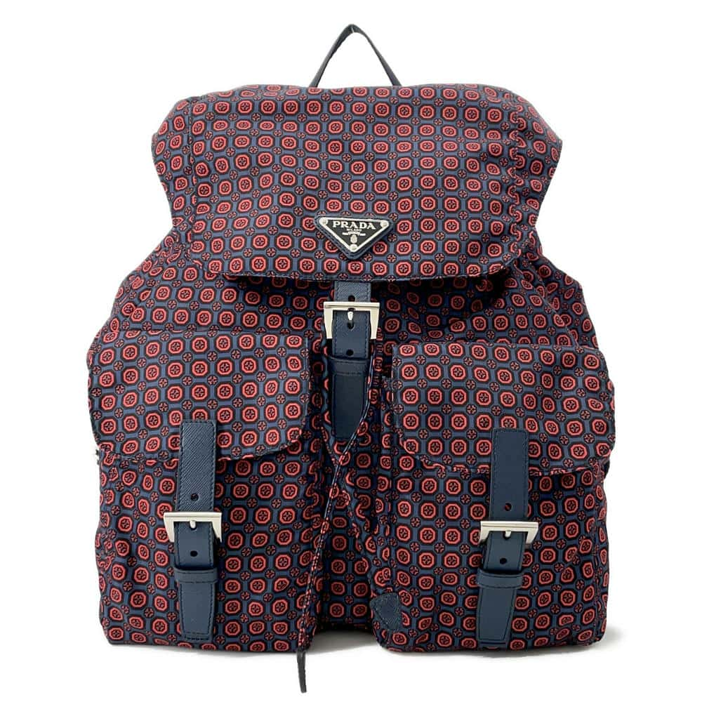 PRADA Backpack Navy/Red1BZ811 Nylon