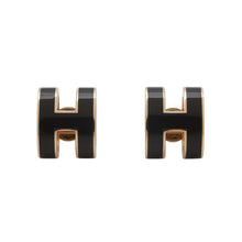 将图像加载到图库查看器中，HERMES Pop Ash Earrings Black Metal Lacquer
