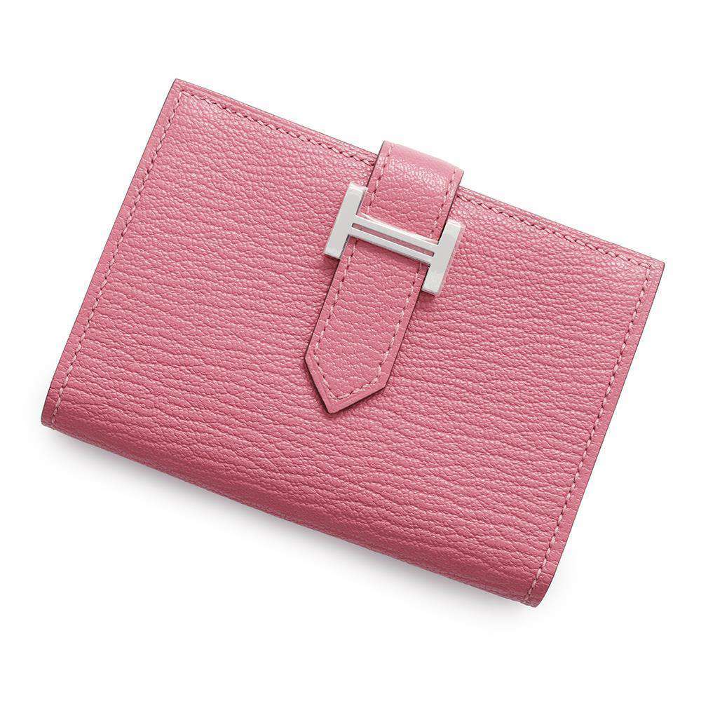 HERMES Bearn Card Case Rose Azalee Chevre Myzore Goatskin