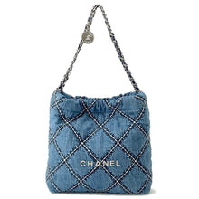 Load image into Gallery viewer, CHANEL CHANEL22 ChainShoulder Bag BlueAS3260 Denim Size Small
