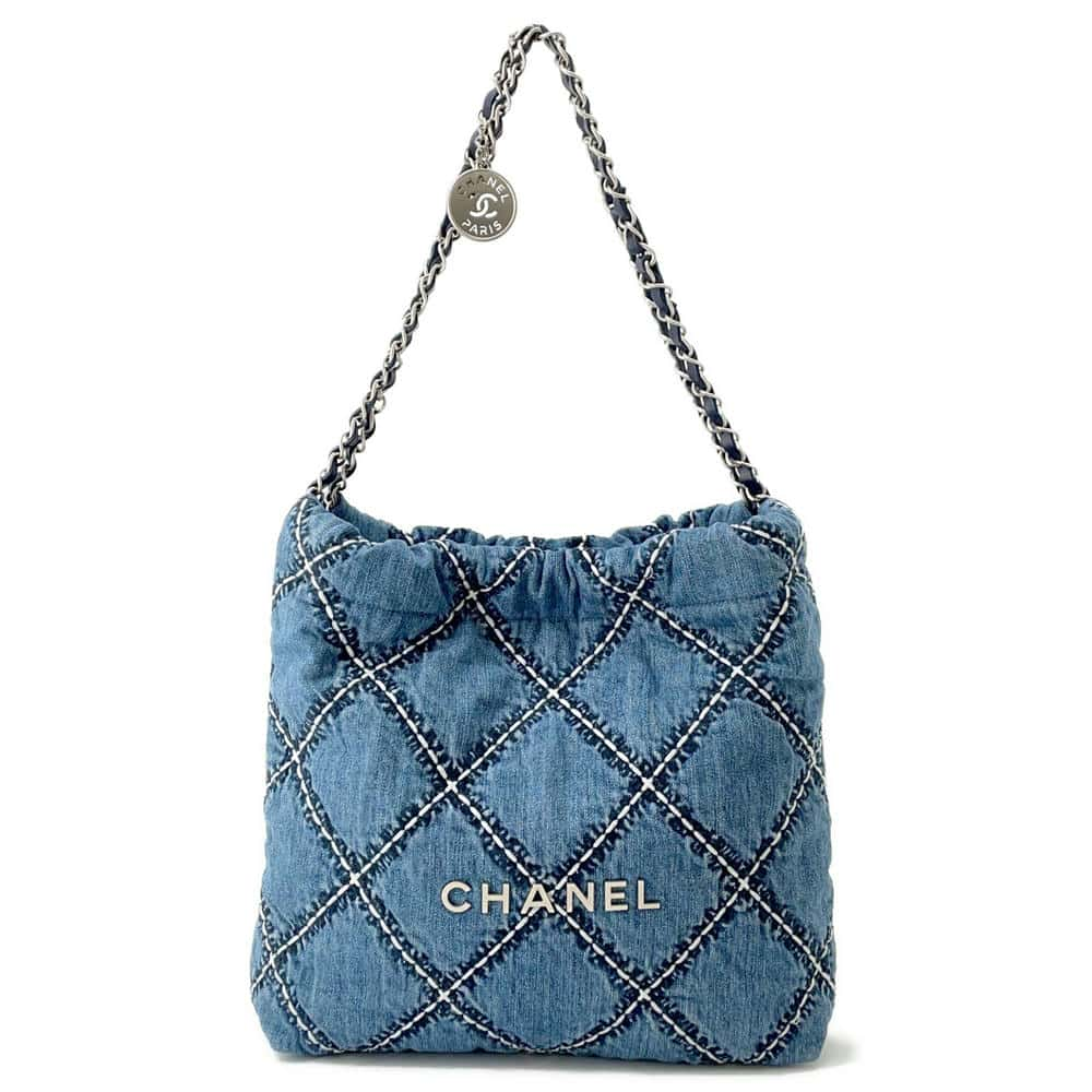 CHANEL CHANEL22 ChainShoulder Bag BlueAS3260 Denim Size Small