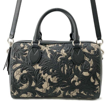 将图像加载到图库查看器中，GUCCI Arabesque 2way Travel Bag Black/Beige409529 GG SupremeCanvas Leather
