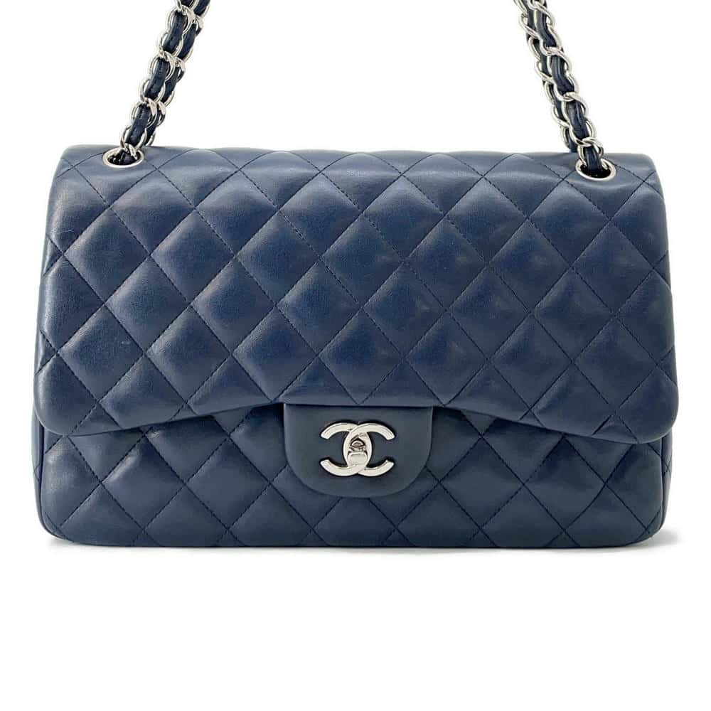 CHANEL Matelasse W Chain W Flap Shoulder Bag NavyA58600 Lambskin Size 30