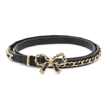 Load image into Gallery viewer, CHANEL Ribbon motif Chain leather belt Size 65 Gold/BlackAA8365 Lambskin
