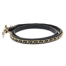 Load image into Gallery viewer, CHANEL Ribbon motif Chain leather belt Size 65 Gold/BlackAA8365 Lambskin
