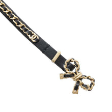 Load image into Gallery viewer, CHANEL Ribbon motif Chain leather belt Size 65 Gold/BlackAA8365 Lambskin
