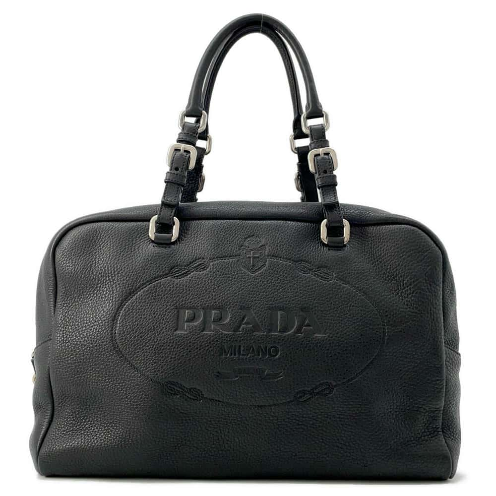 PRADA Embossed Logo Travel Bag BlackBR3089 Leather