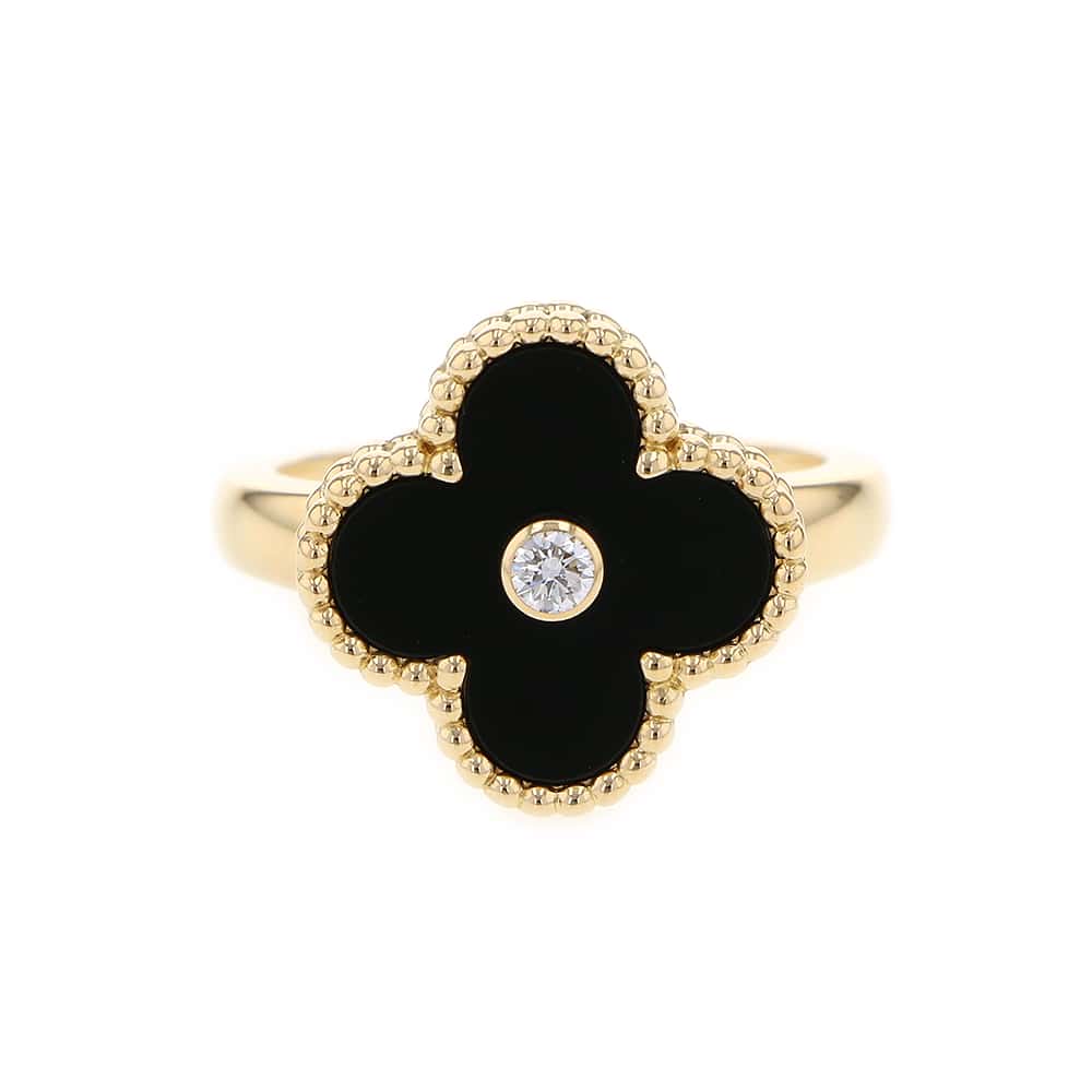 Van Cleef & Arpels Vintage Alhambra 1PD Ring Size 51/#11VCARA41051 18K Yellow Gold