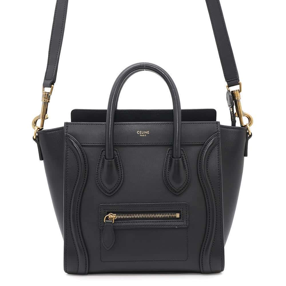 CELINE Luggage Black189243 Smooth Calf Leather Size Nano